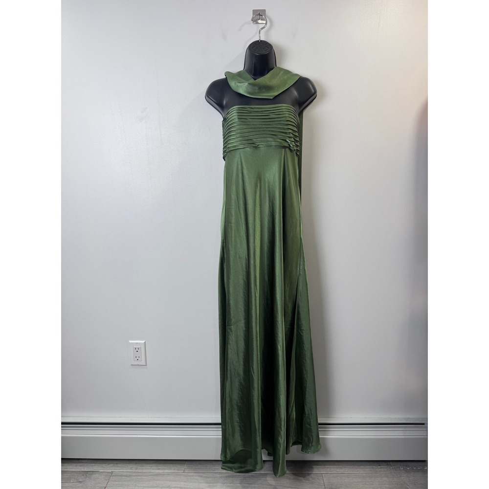 NWT Runaway The Label Olive Elsa Maxi Dress Pleated Satin Chic Glam Medium